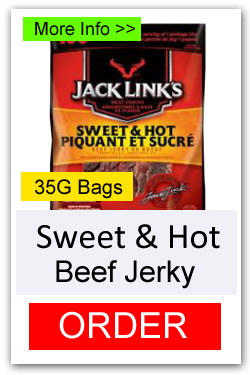 35g Sweet & Hot Beef Jerky Bags - Info/Order