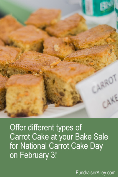 Offer different types of Carrot Cake at your Bake Sale