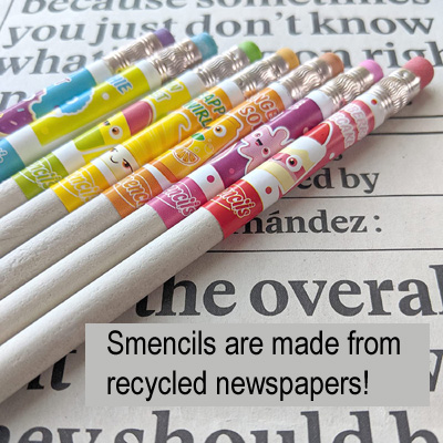 Smencils are made from recycled newspapers!