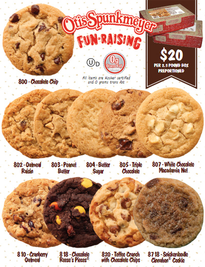Otis Spunkmeyer Cookie Dough Fundraiser Single Sheet