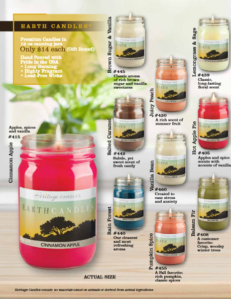 Heritage Candles, Earth Collection Brochure - Pg 2