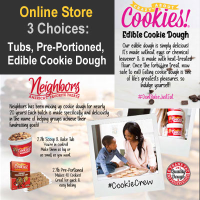 3 Cookie Dough Choices in Online Store