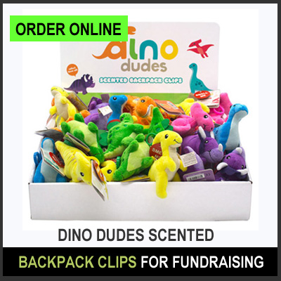 Dino Dudes Scented Backpack Clips for Fundraising